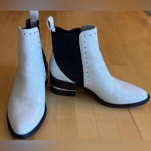 PAIGE Patent Leather Studded Ankle Boots Size 6 Country Barn Wedding *EUC* Ivory